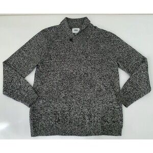 Old Navy Sweater Men XL Black White Chunky Knit Shawl Grandpa Academia Preppy